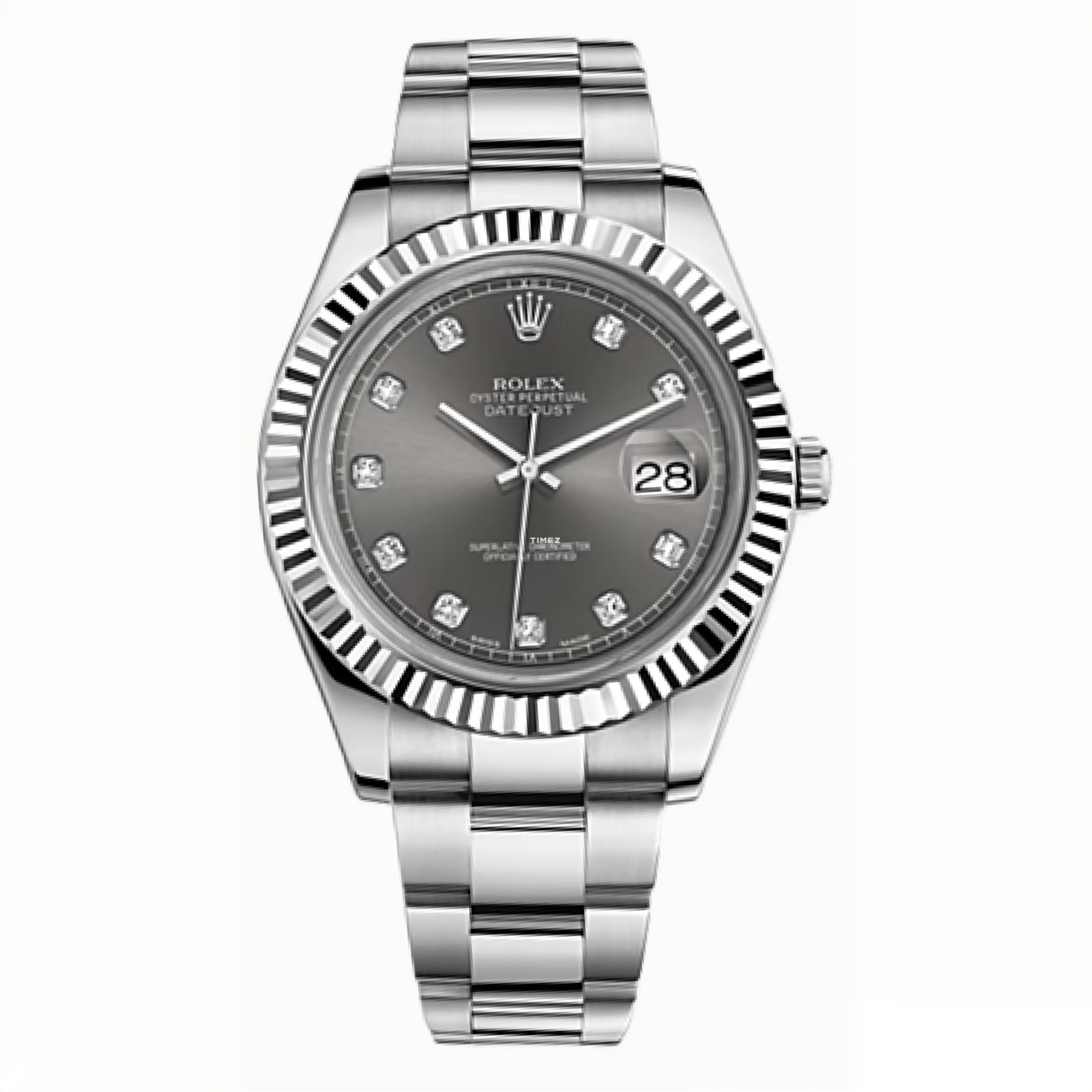 未使用 Rolex/劳力士 全套/日志/116334/灰盘钻刻板带/41表径