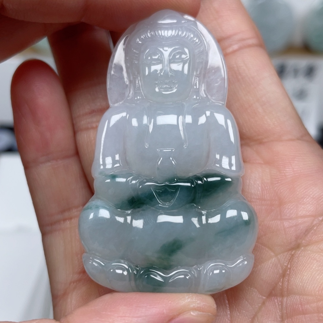 翡翠颈饰未镶嵌天然翡翠A货观音52号