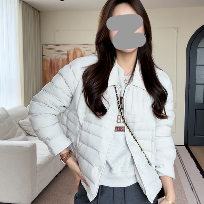 冬季休闲百搭经典拼接翻领薄款棉服