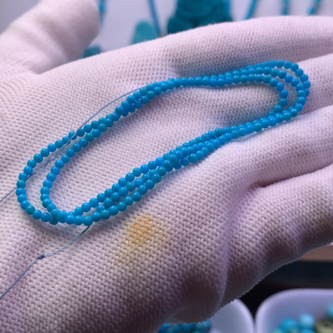 绿松石未镶嵌小米珠项链