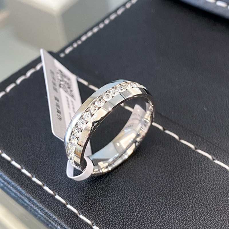 钛钢合成锆石戒指 银色  肖战同款满天星对戒R1138