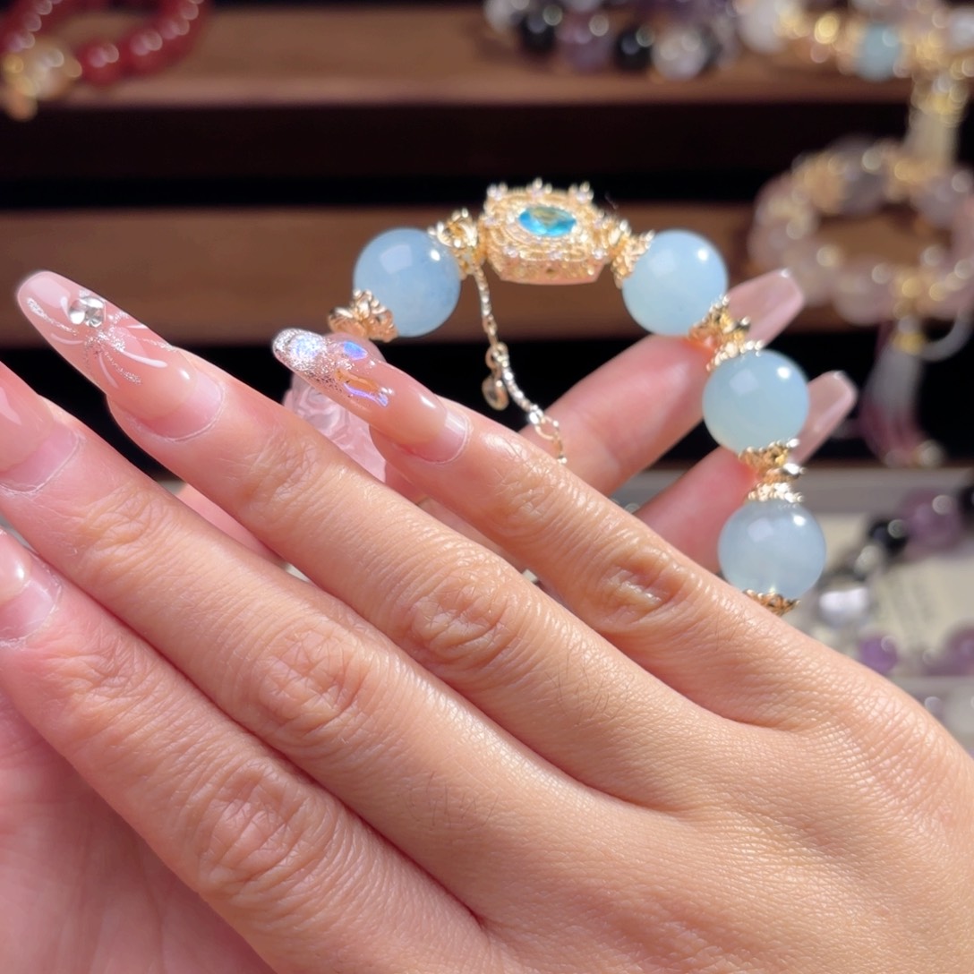 烟晶手链银S925镶嵌菲*?手串