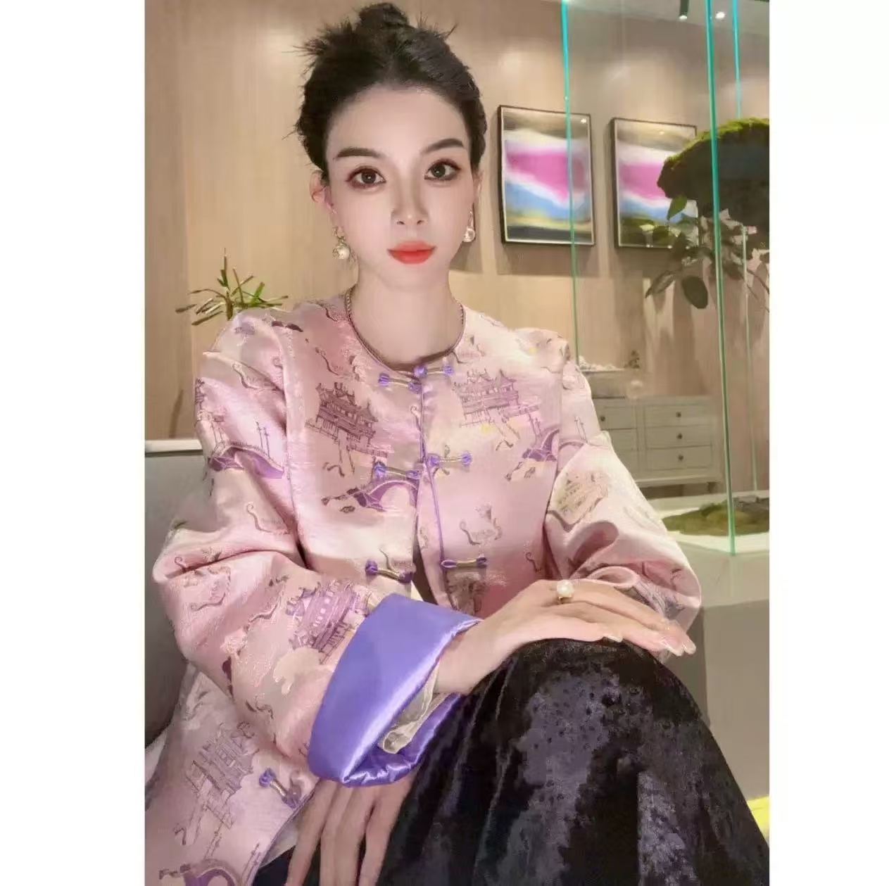 新中式国风圆领盘扣上衣女外套63731-彤彤