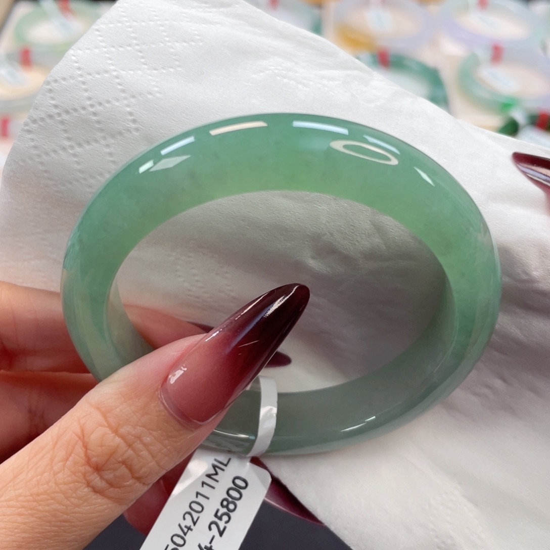 未镶嵌手镯翡翠43号54冰胶甜绿