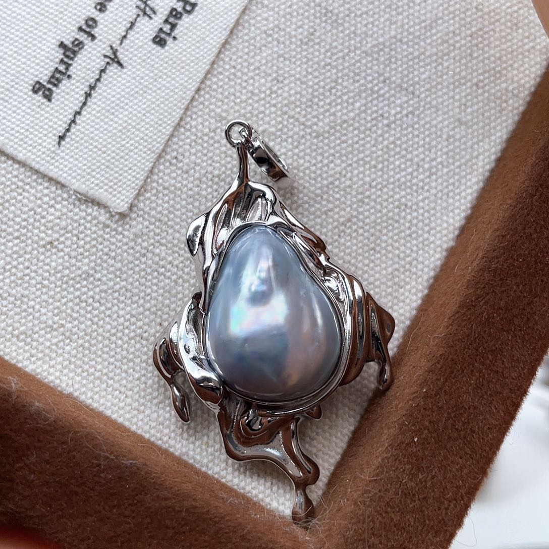 海水珍珠银S925镶嵌颈饰