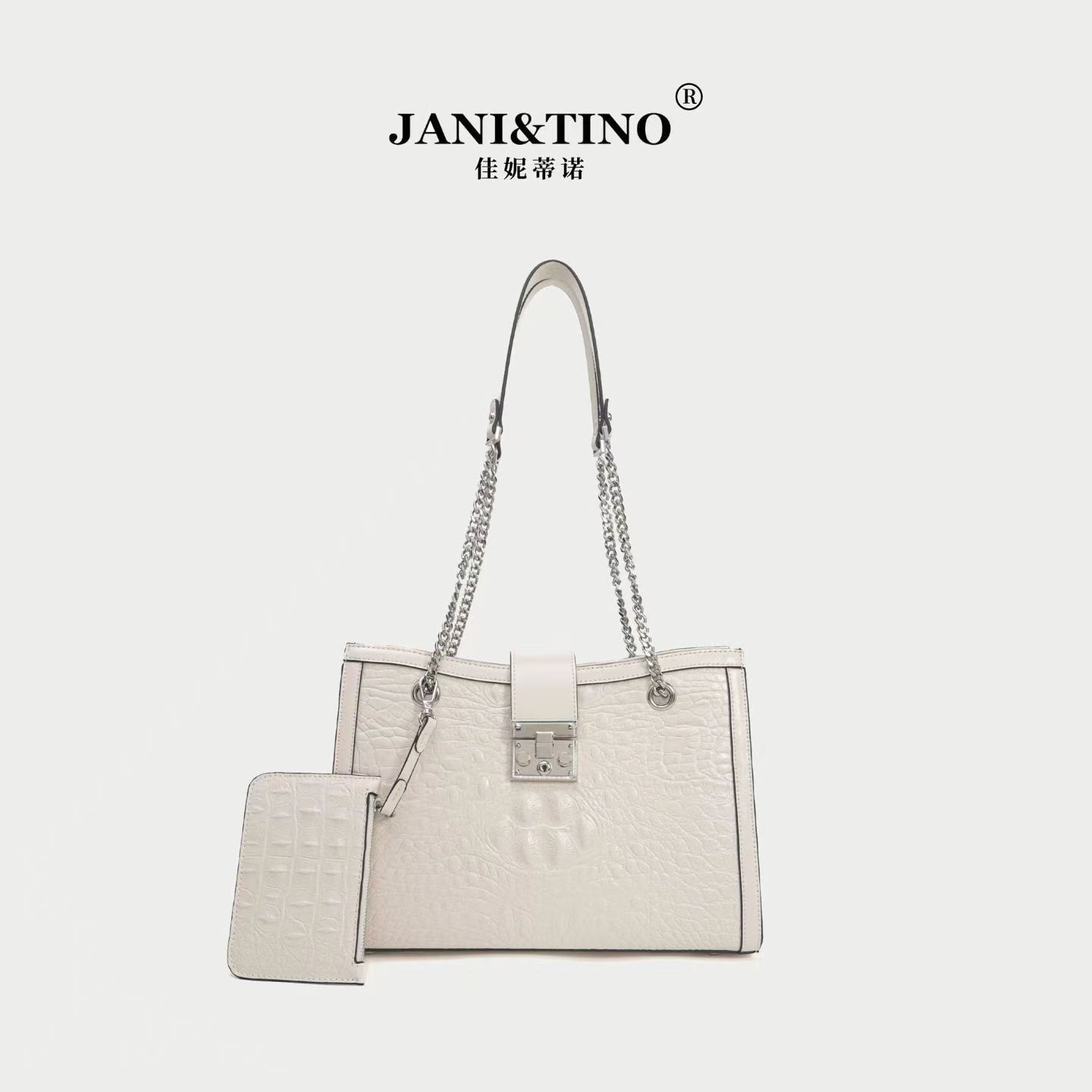 JANITINO/佳妮蒂诺F当季新款轻奢风百搭单肩斜挎包865白