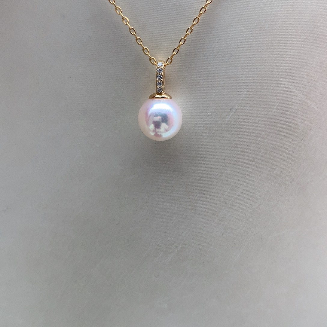 海水珍珠吊坠(赠链)银S925镶嵌8-8.5mm ak