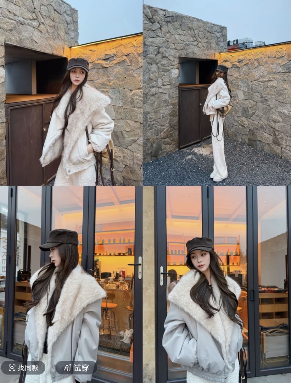 【冰川派克】双面穿派克环保毛外套冬