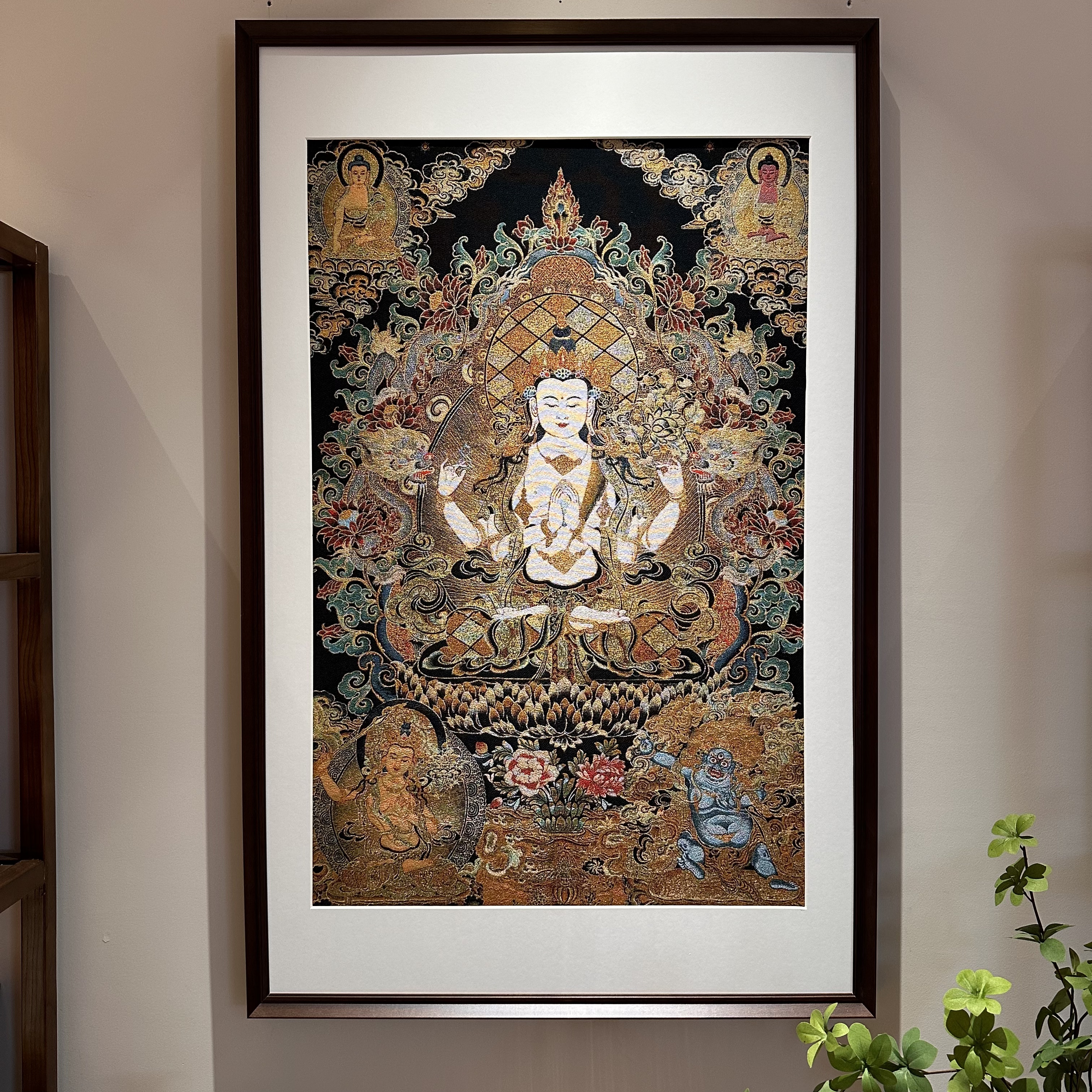 大漠.梵尘-刺绣材质【观音菩萨】挂画茶室挂画书房挂画刺绣画