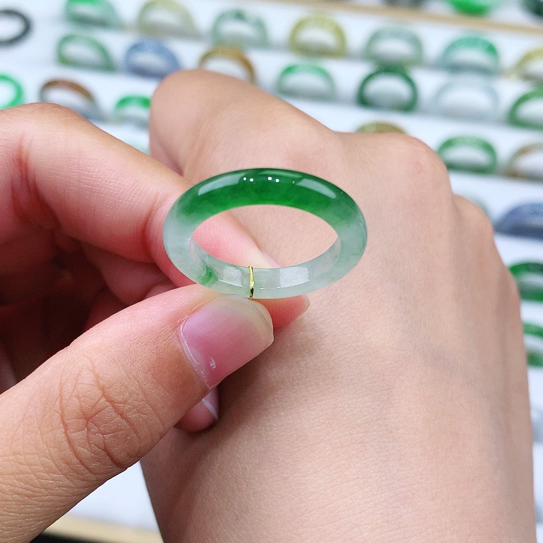 翡翠戒指未镶嵌16号冰润绿