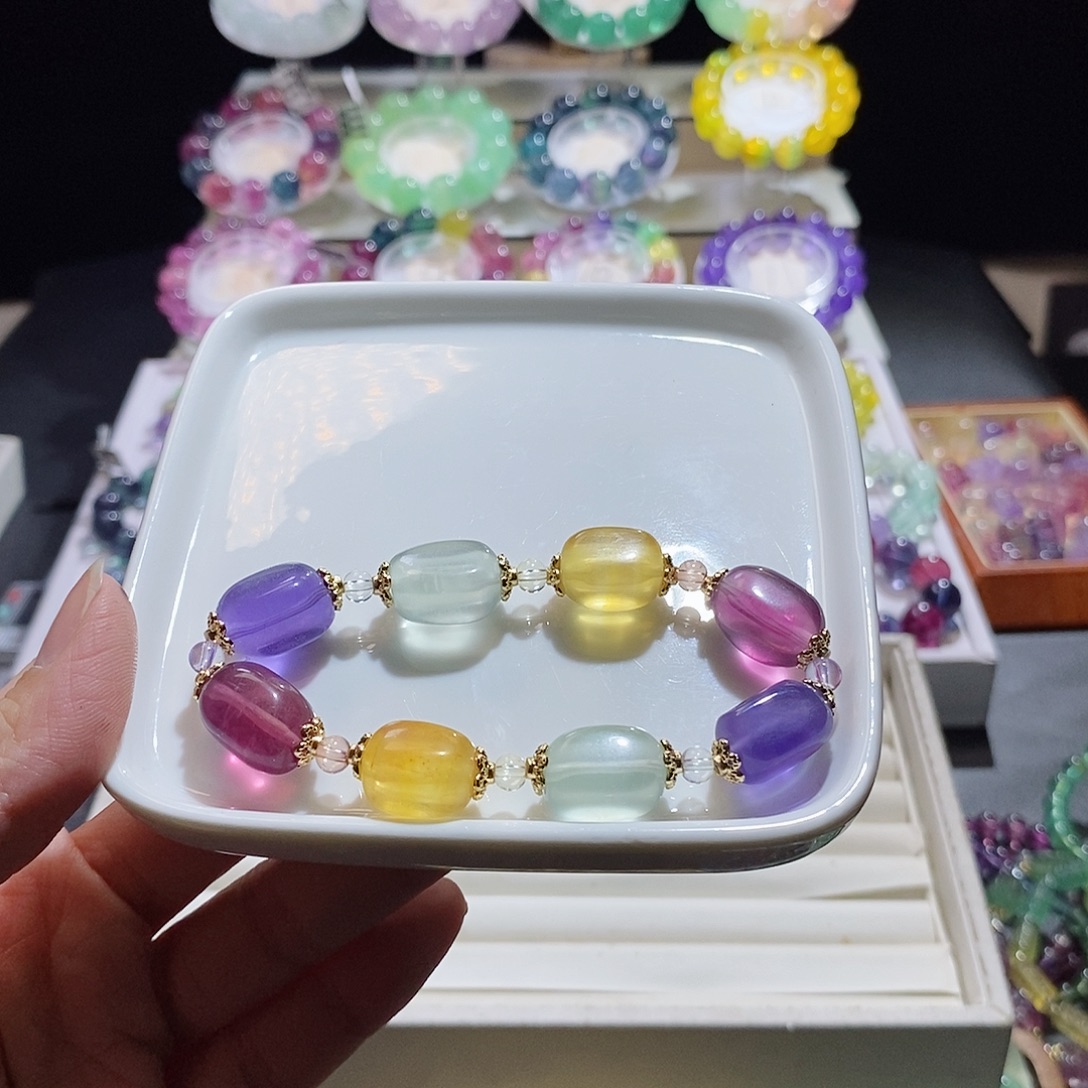 萤石未镶嵌手链糖豆