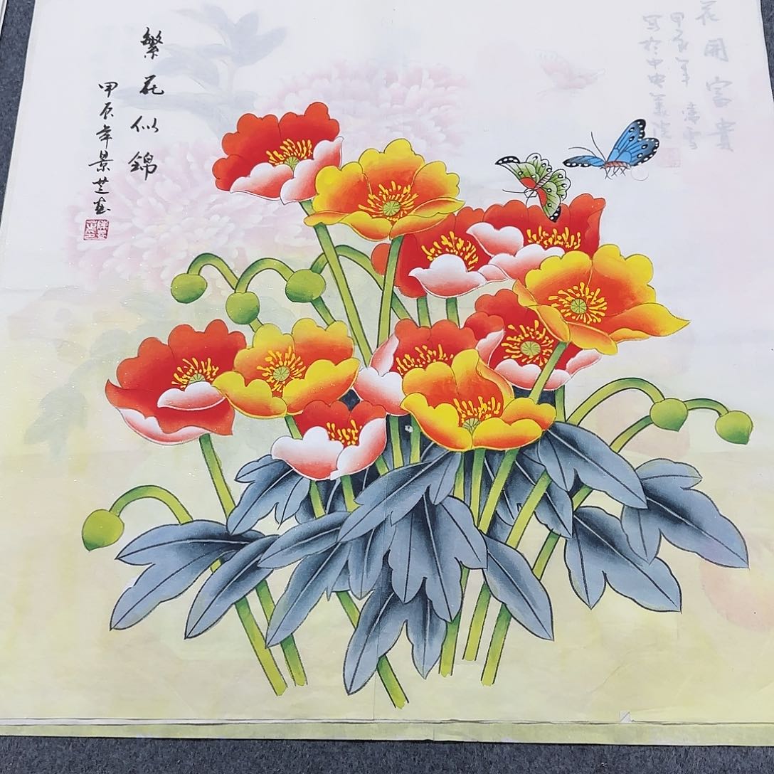 国画尺寸70X70手绘作品 