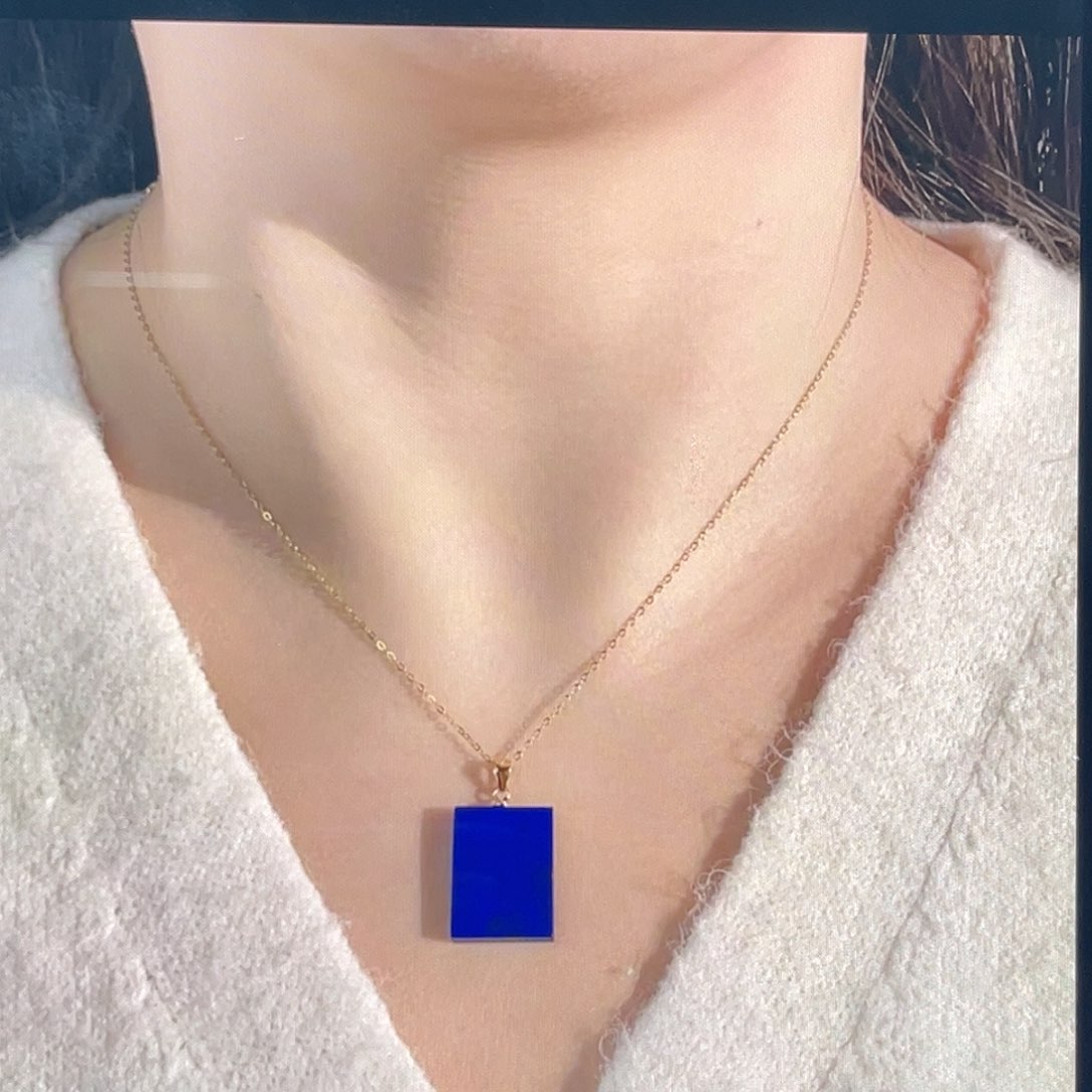 青金石吊坠银S925镀金镶嵌