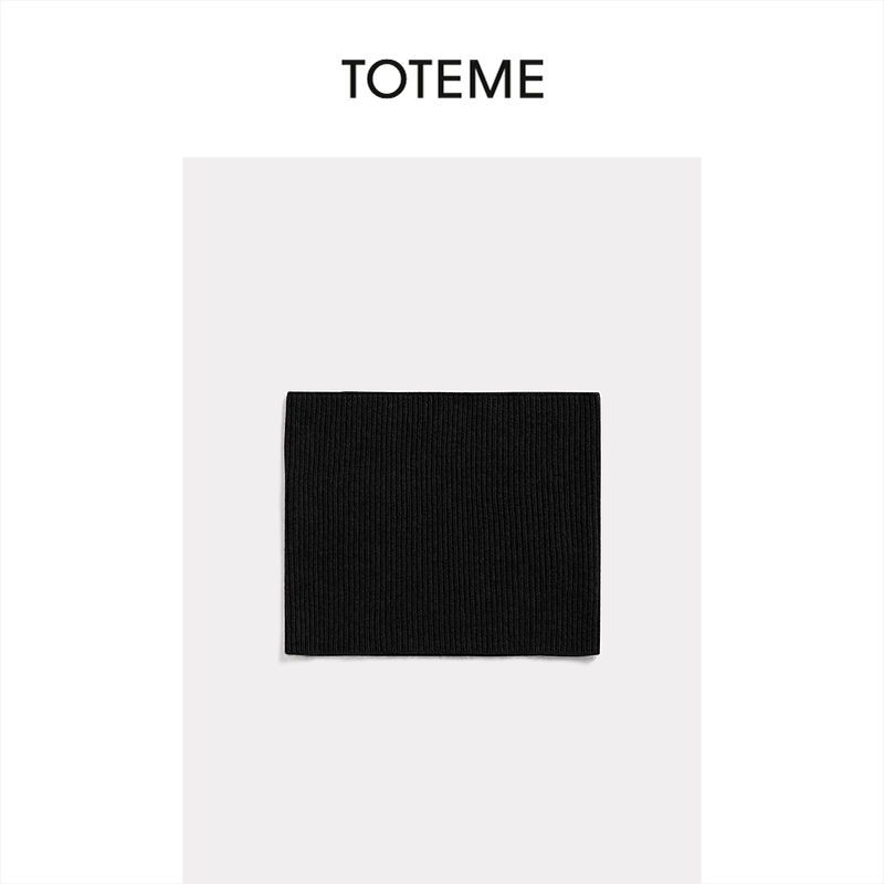 TOTEME女士黑色柔软直筒罗纹围脖