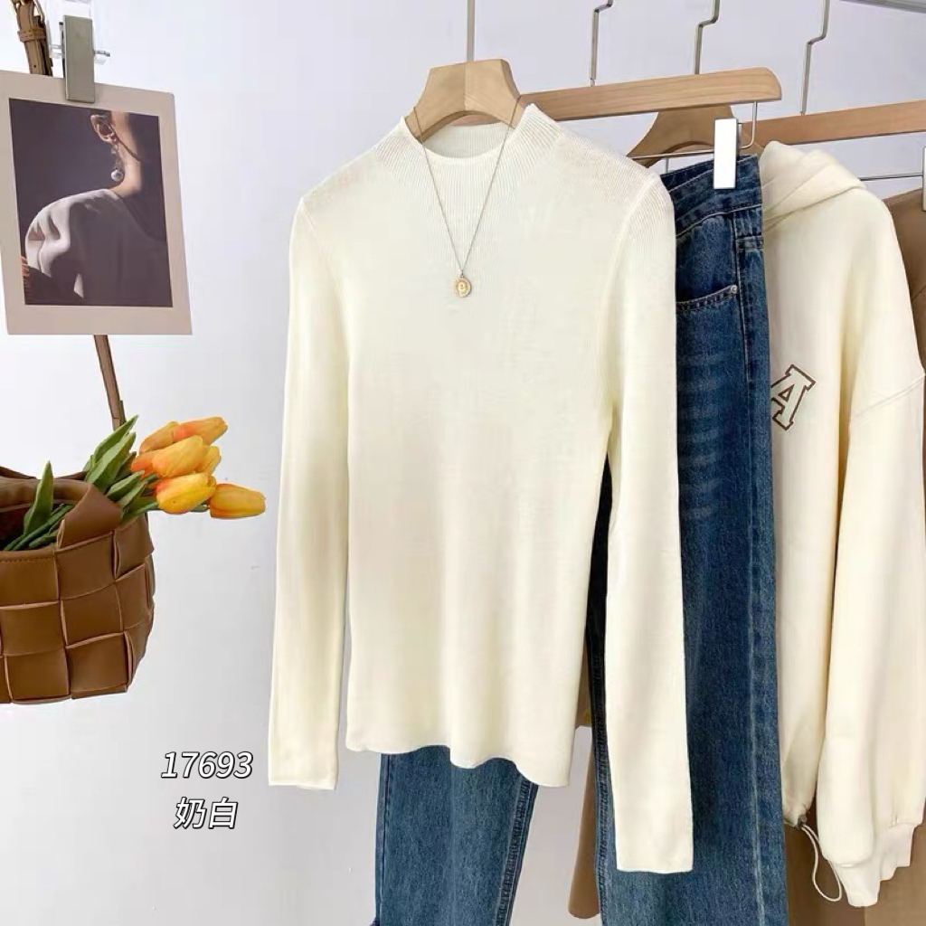 17693 WANGDAN（部无水洗唛介意慎拍)净版半高领长袖打底针织衫