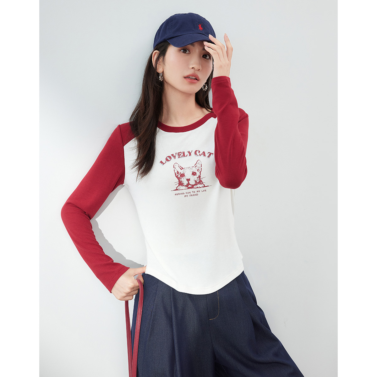 【小玉专属】朗文斯汀美式撞色印花气质上衣DTYT4307D07343