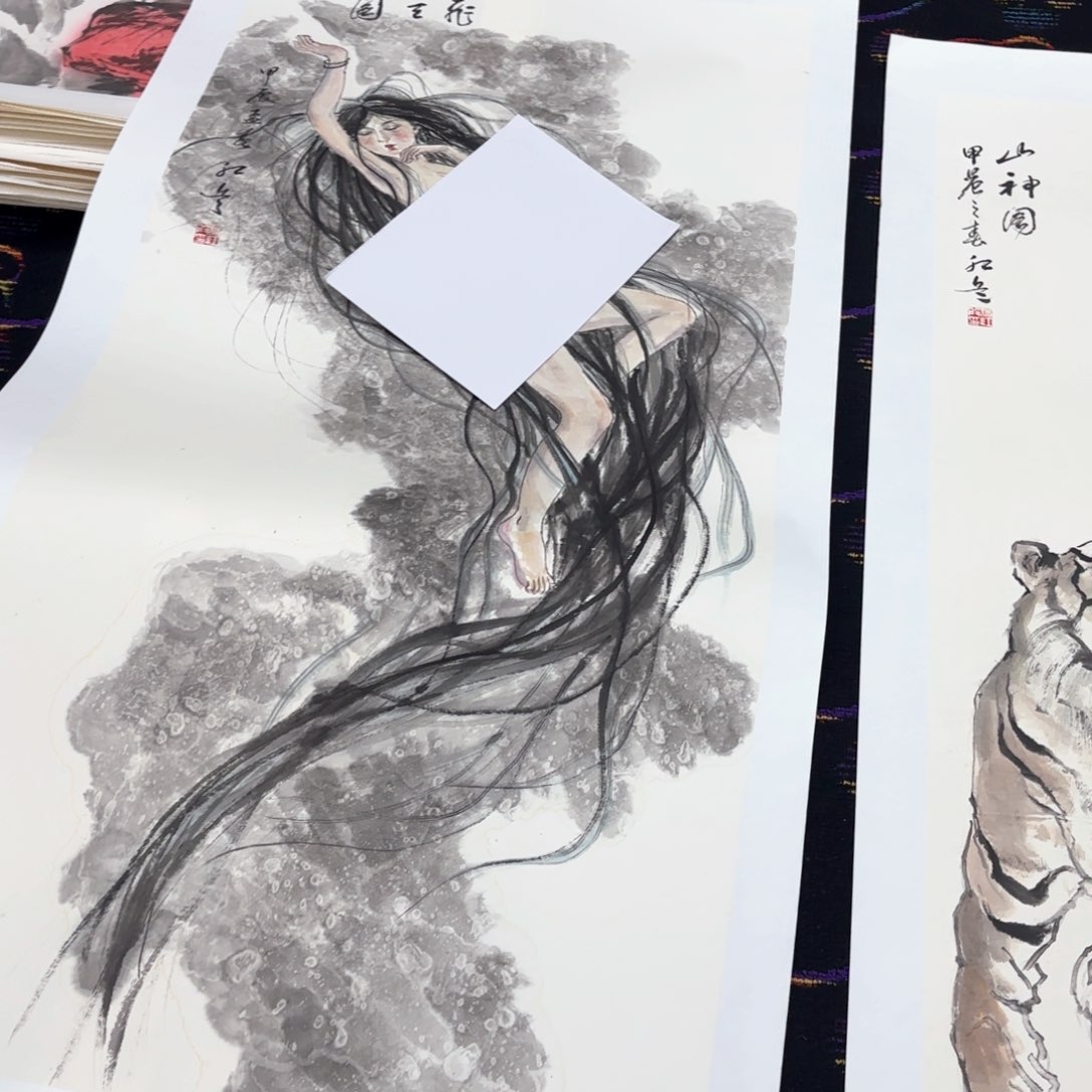 国画扶**角任杰4尺山水马