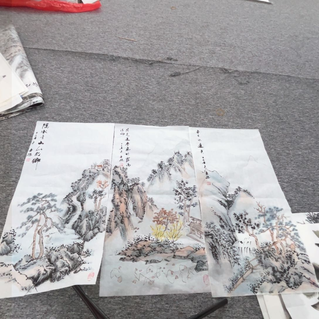 国画秉德老师四尺四开绘画三张