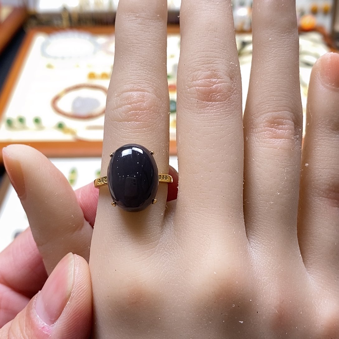 和田玉戒指银S925镶嵌婷*?