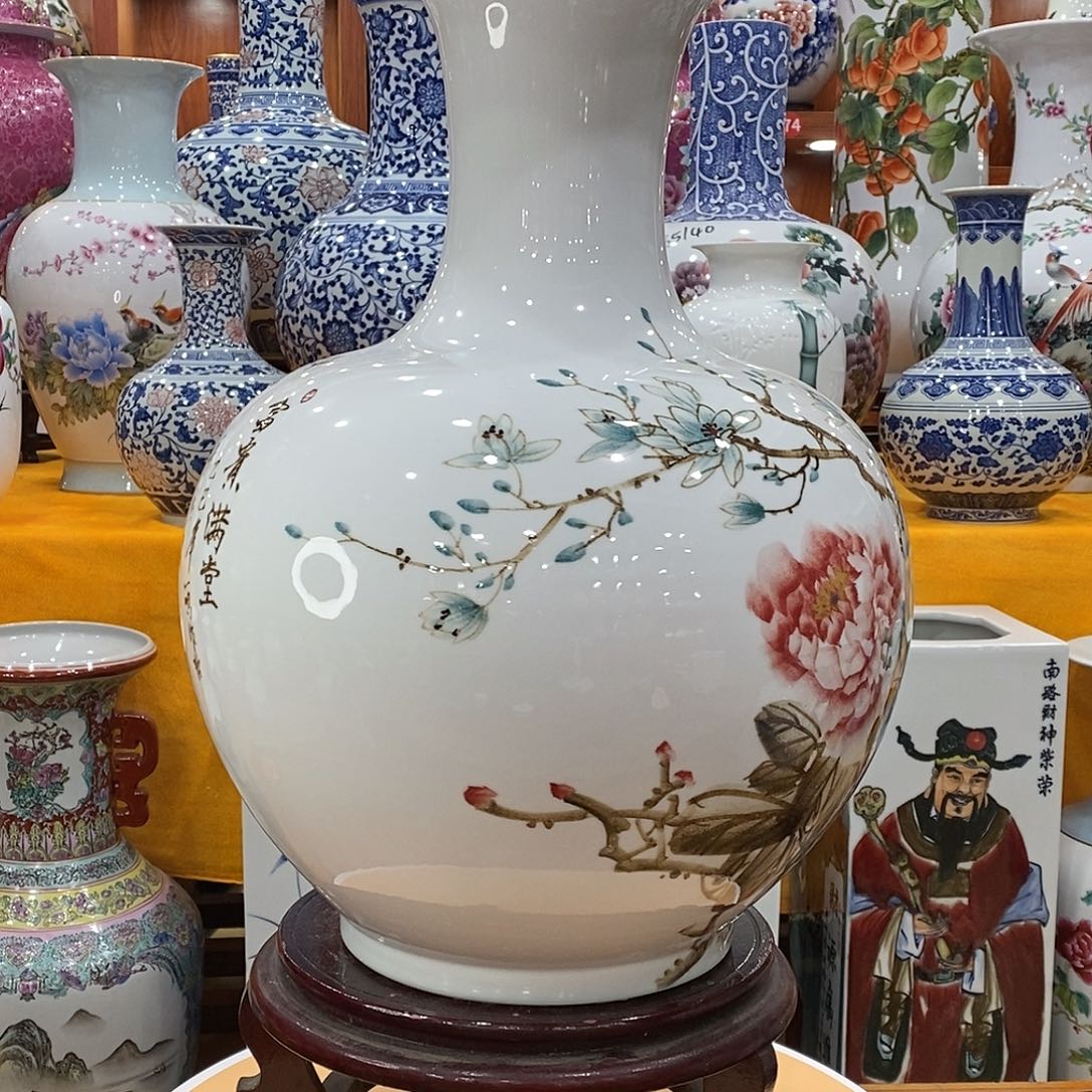 摆件真*美景德镇陶瓷赏瓶