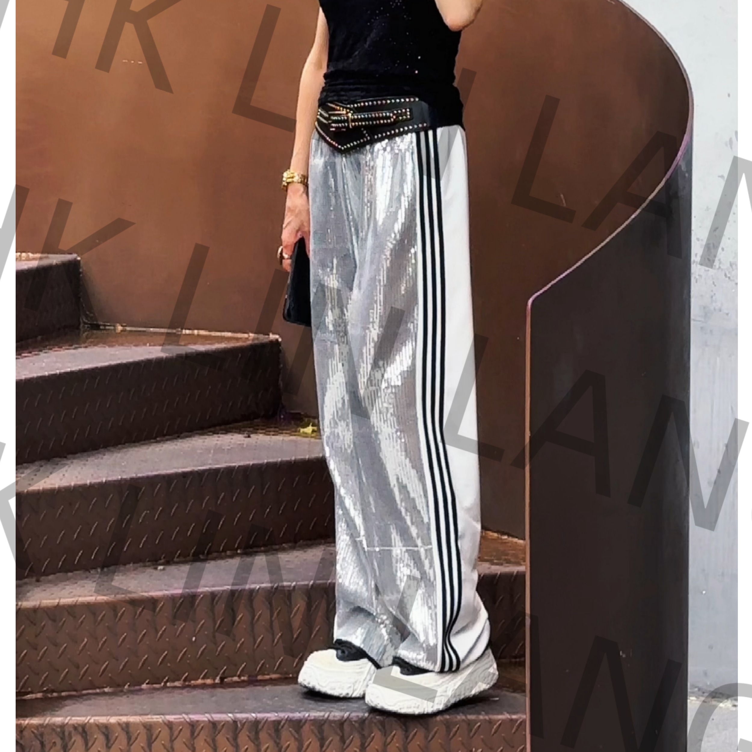 伦哥定制 I 女装潮牌休闲百搭气质重工设计休闲裤 0375#