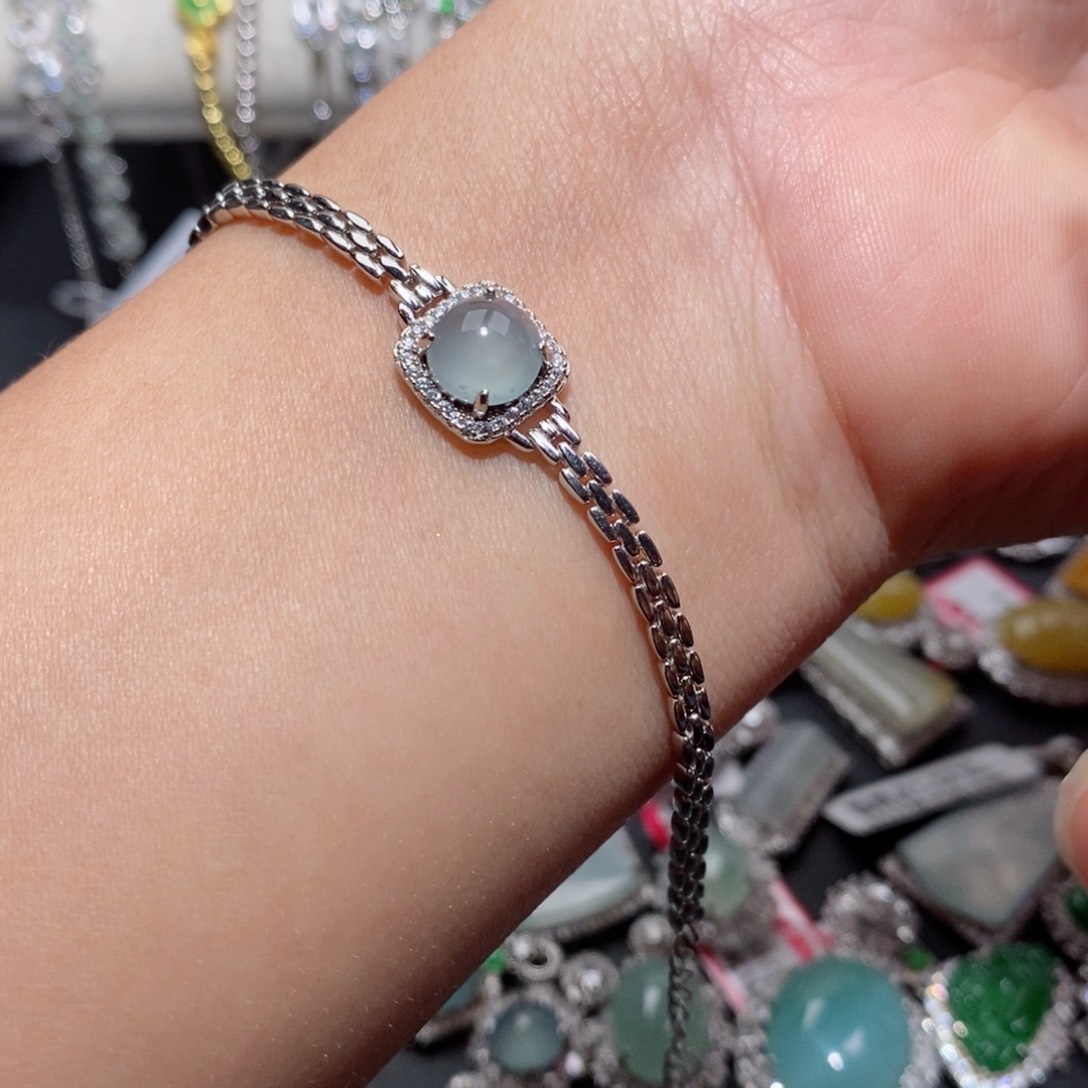 翡翠手链银S925镶嵌juu j j