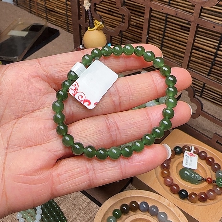 和田玉（碧玉）未镶嵌手链6mm