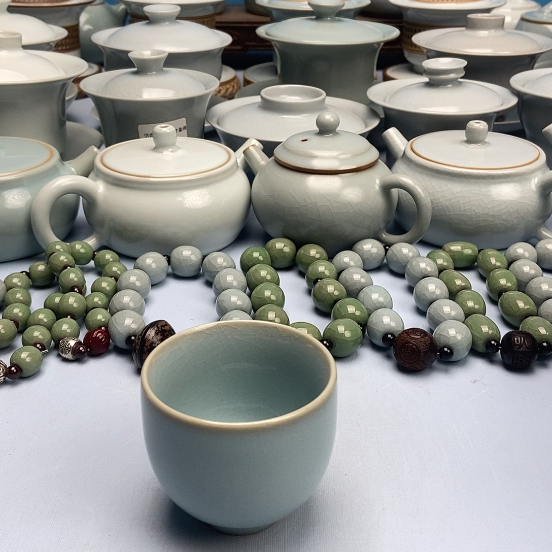 杯微瑕天青微蓝釉罗汗杯原矿原釉原产地