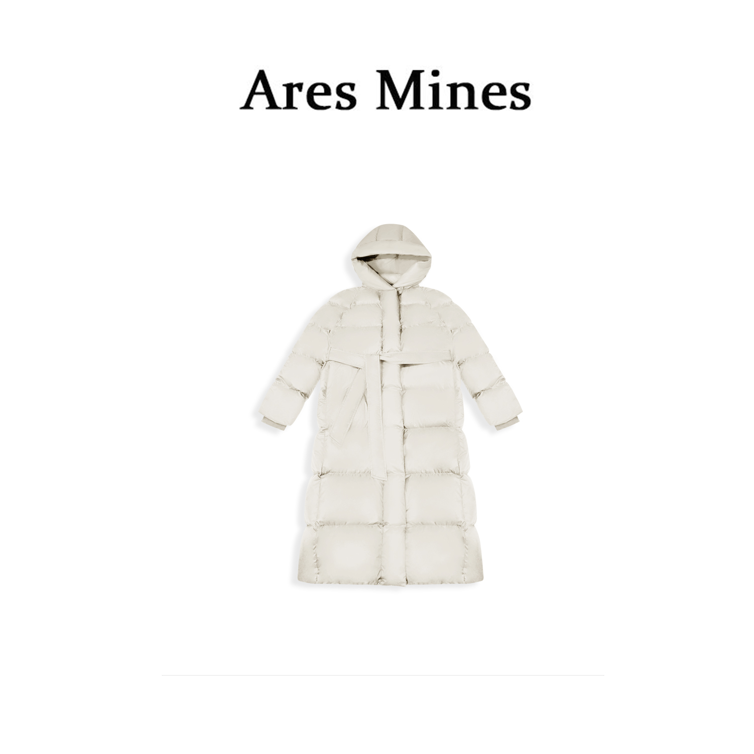 【盛朗熙Ares Mines】小众设计 轻奢侧插袋连帽过膝长羽绒服
