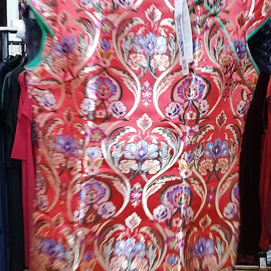 红色织锦花长款旗袍3xl125-135斤