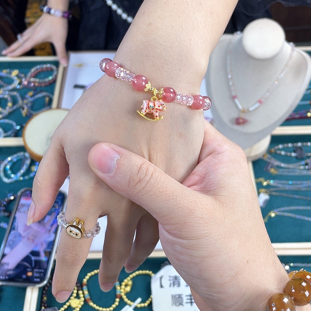 水晶手链银S925镀金镶嵌