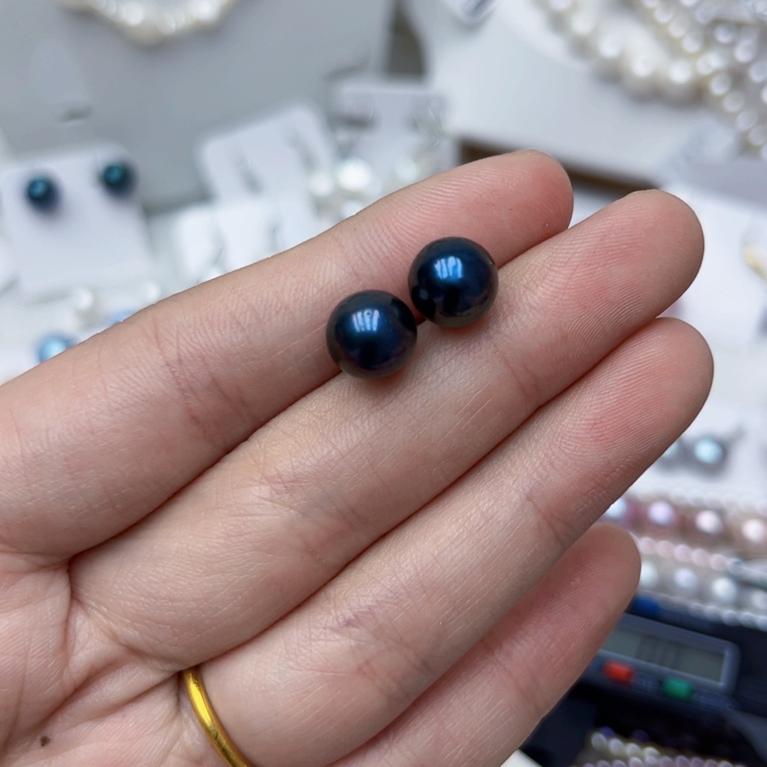 淡水珍珠耳饰银S925镶嵌