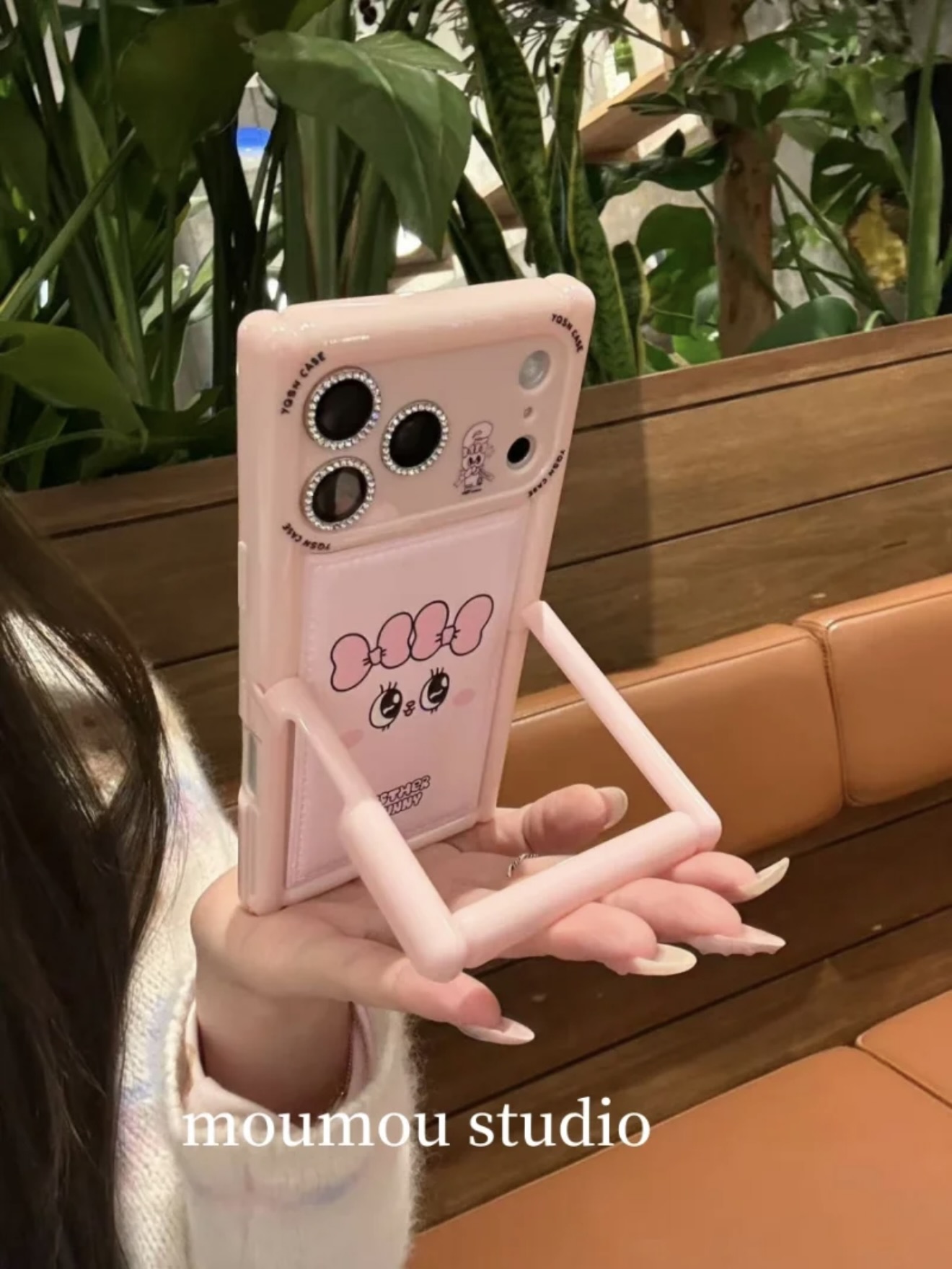 创意方壳支架艾丝乐皮纹手机壳适用iPhone17promax/16防摔ins精孔