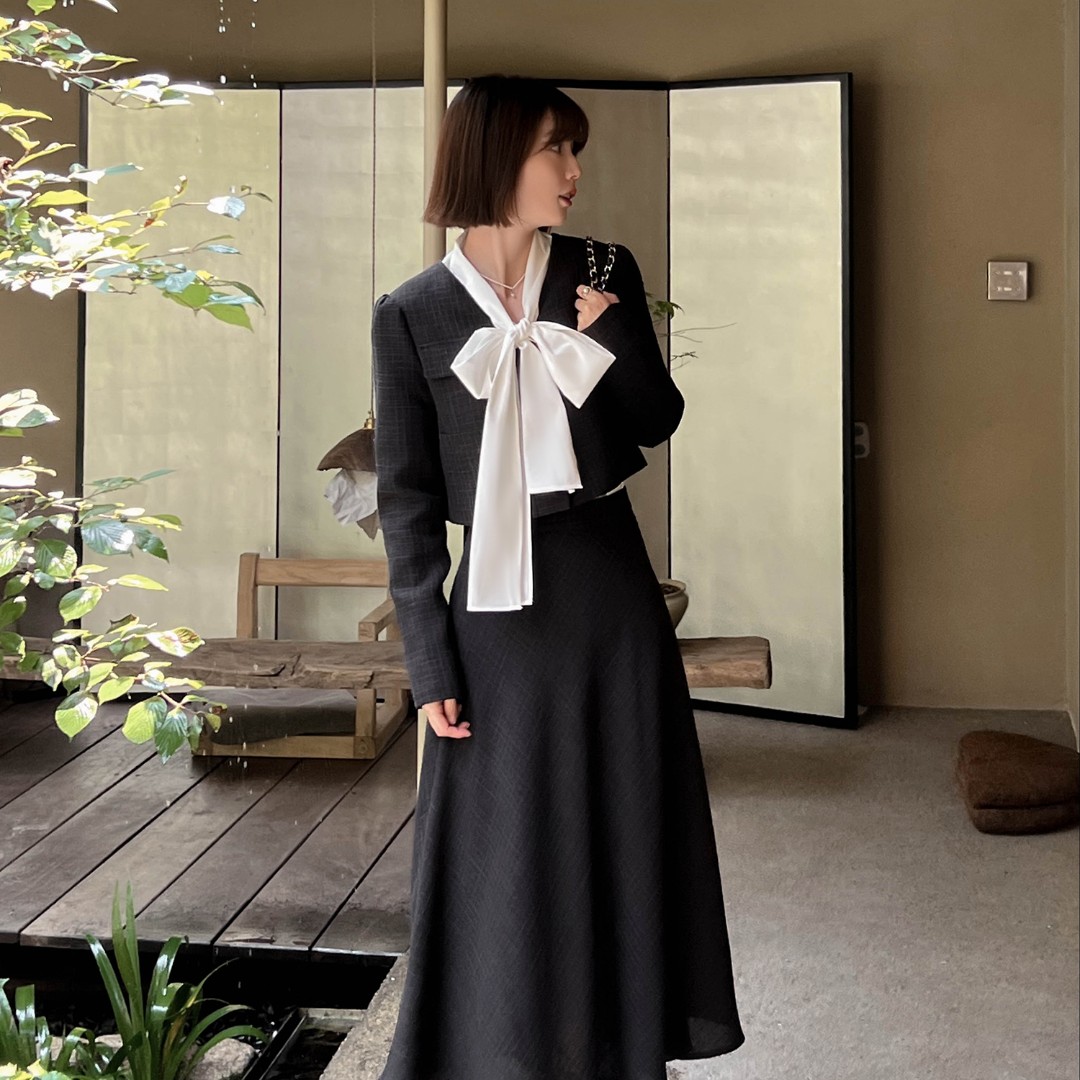 【秋日寻香】格纹外套半裙套装FS206S016+FS206X014