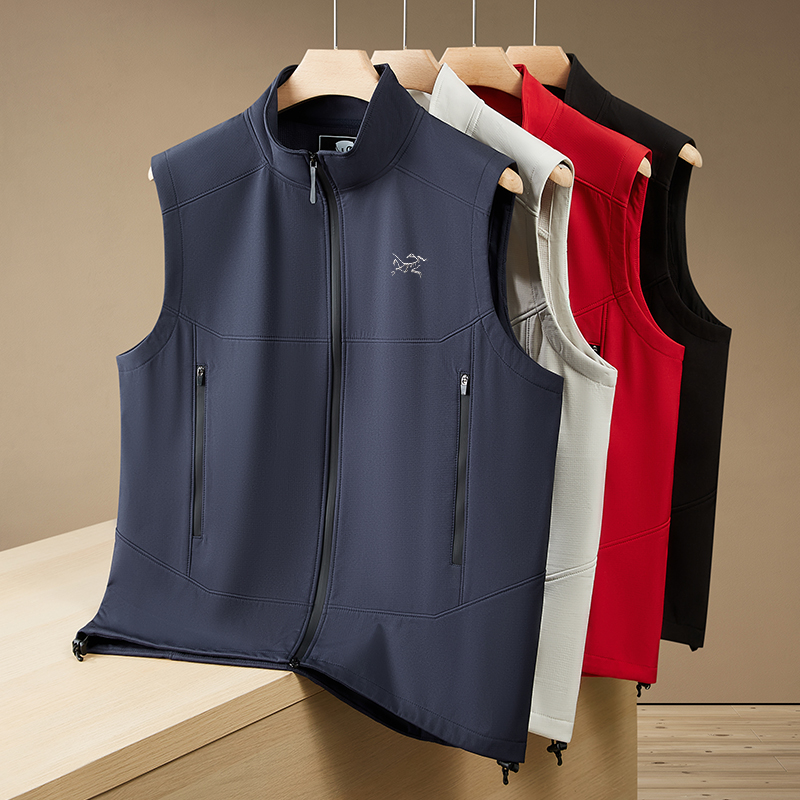 奥莱折扣鸟家户外秋冬立领防风防泼水软壳加绒保暖马甲无袖坎肩男