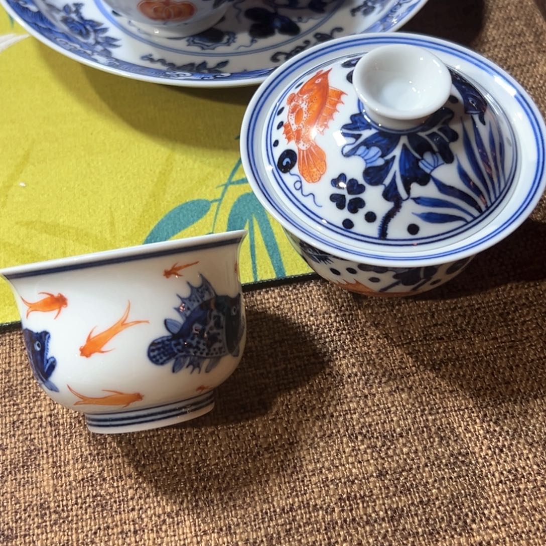 楷***森景德镇陶瓷鱼藻两件