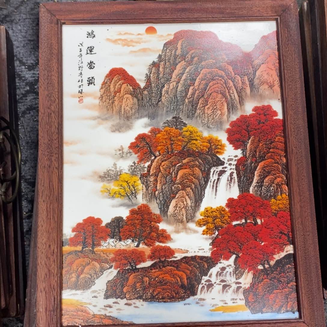 瓷片37*28 景德镇瓷板画柴窑烧制