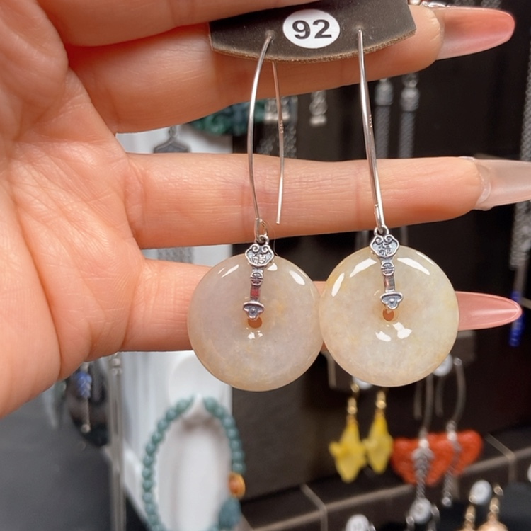 【闪购商品】翡翠耳饰银S925镶嵌优化