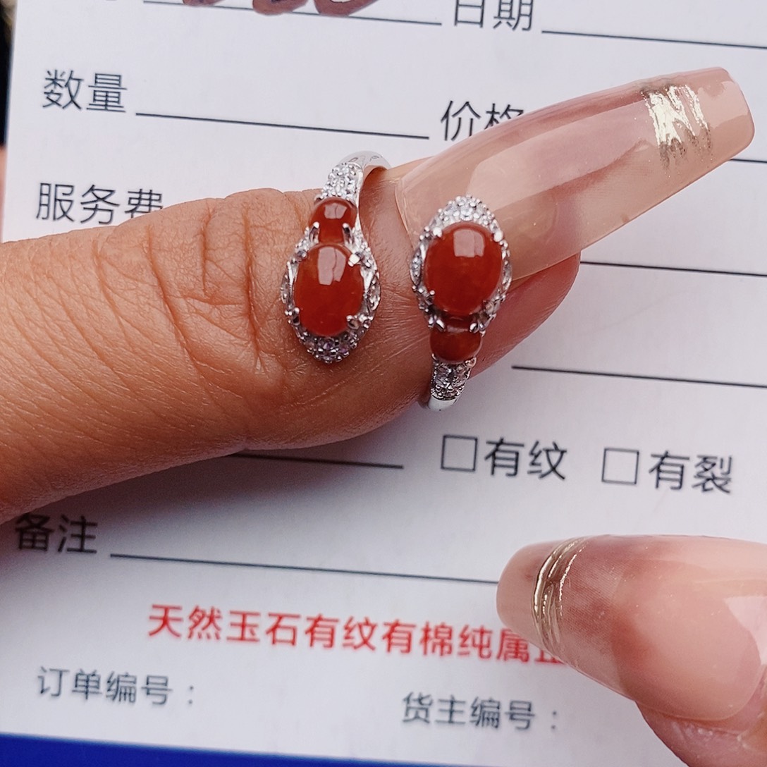 翡翠戒指银S925镶嵌戒指