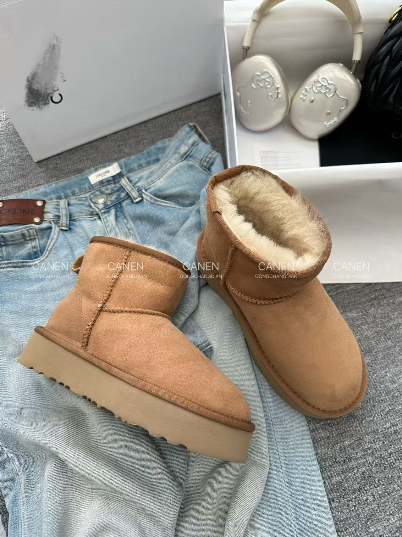 5854厚底 雪地靴女冬 羊皮毛一体  2025 新款百搭迷你短靴