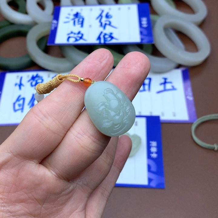 和田玉珠宝半成品未镶嵌健****q