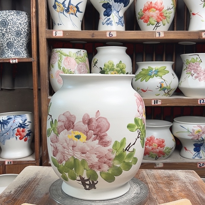 摆件东方高27紫紫牡丹新款陶瓷陶瓷