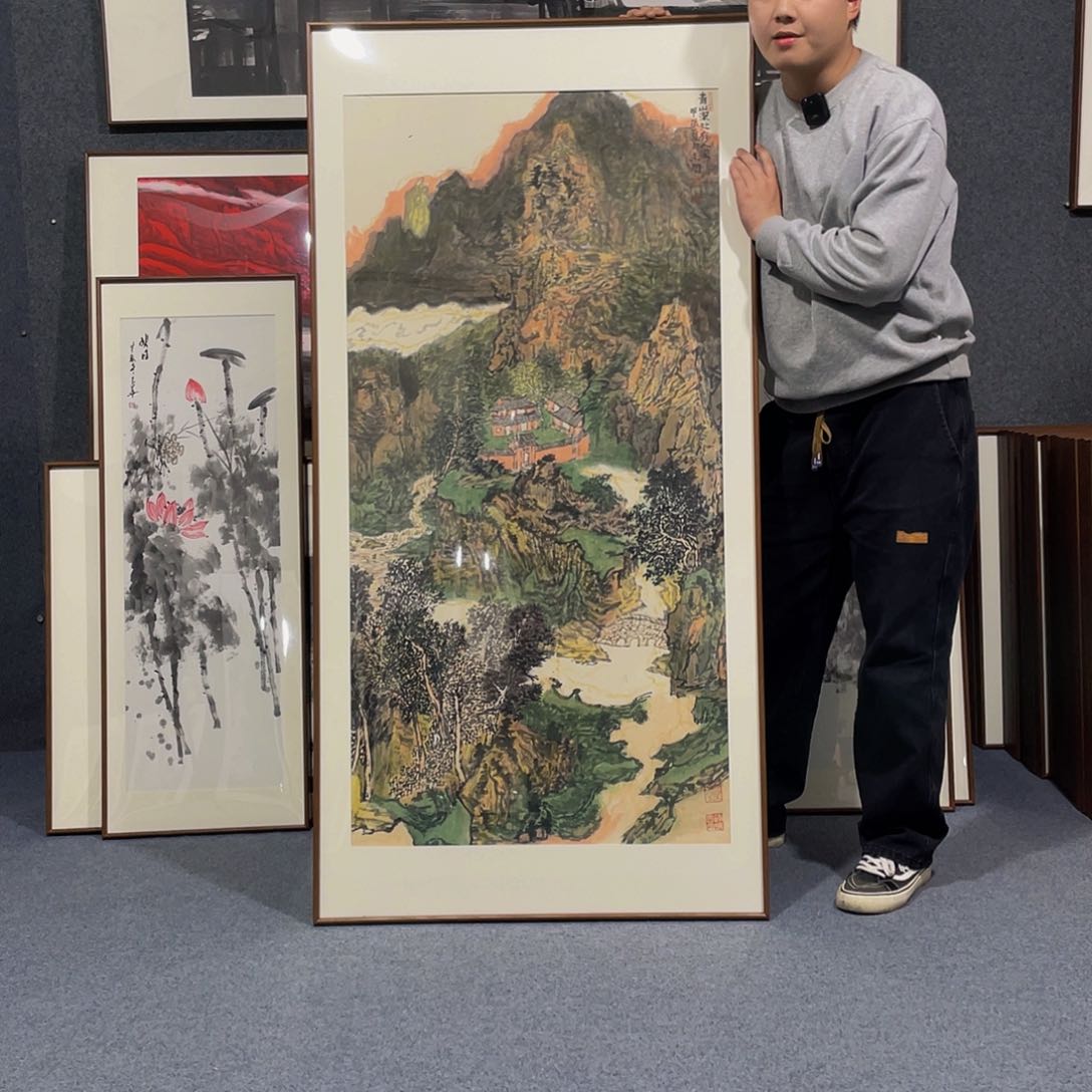 国画手绘作品带框