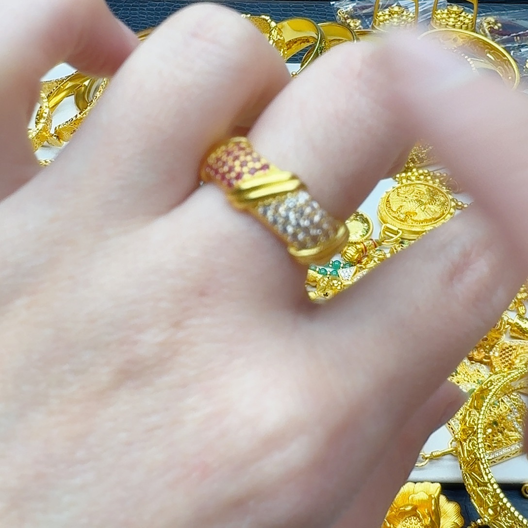 合金双色钻戒活口