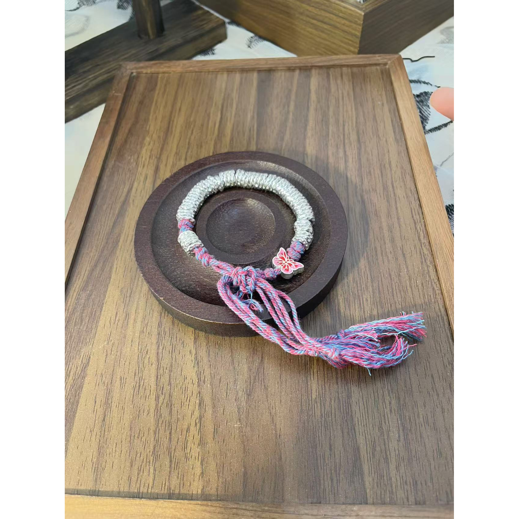 足银银制品 S147 紫蓝法郎蝴蝶盘缠直播间选款时尚百搭精美手镯