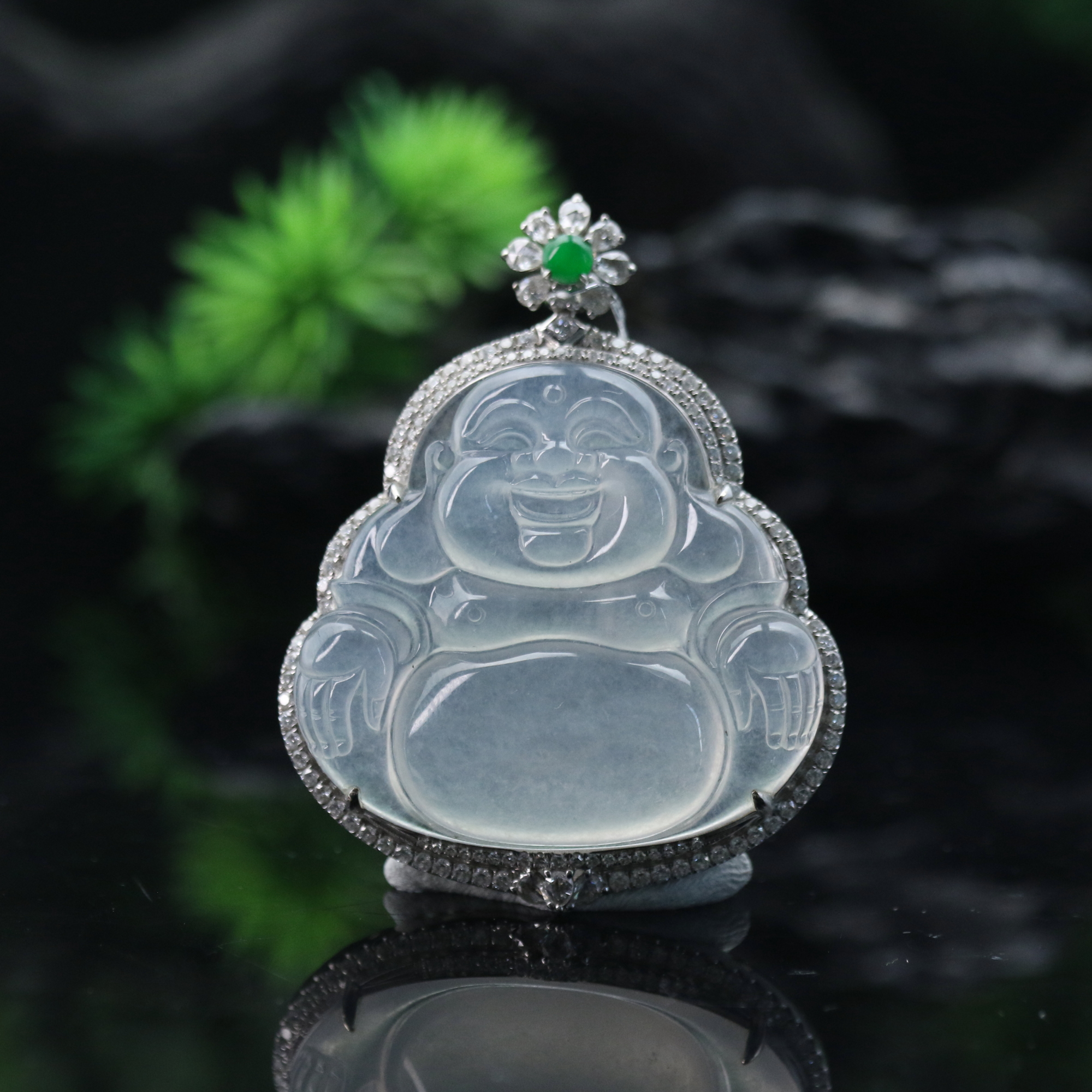 24天然缅甸翡翠A货18k冰佛公/600420/上海嘉禾拍卖