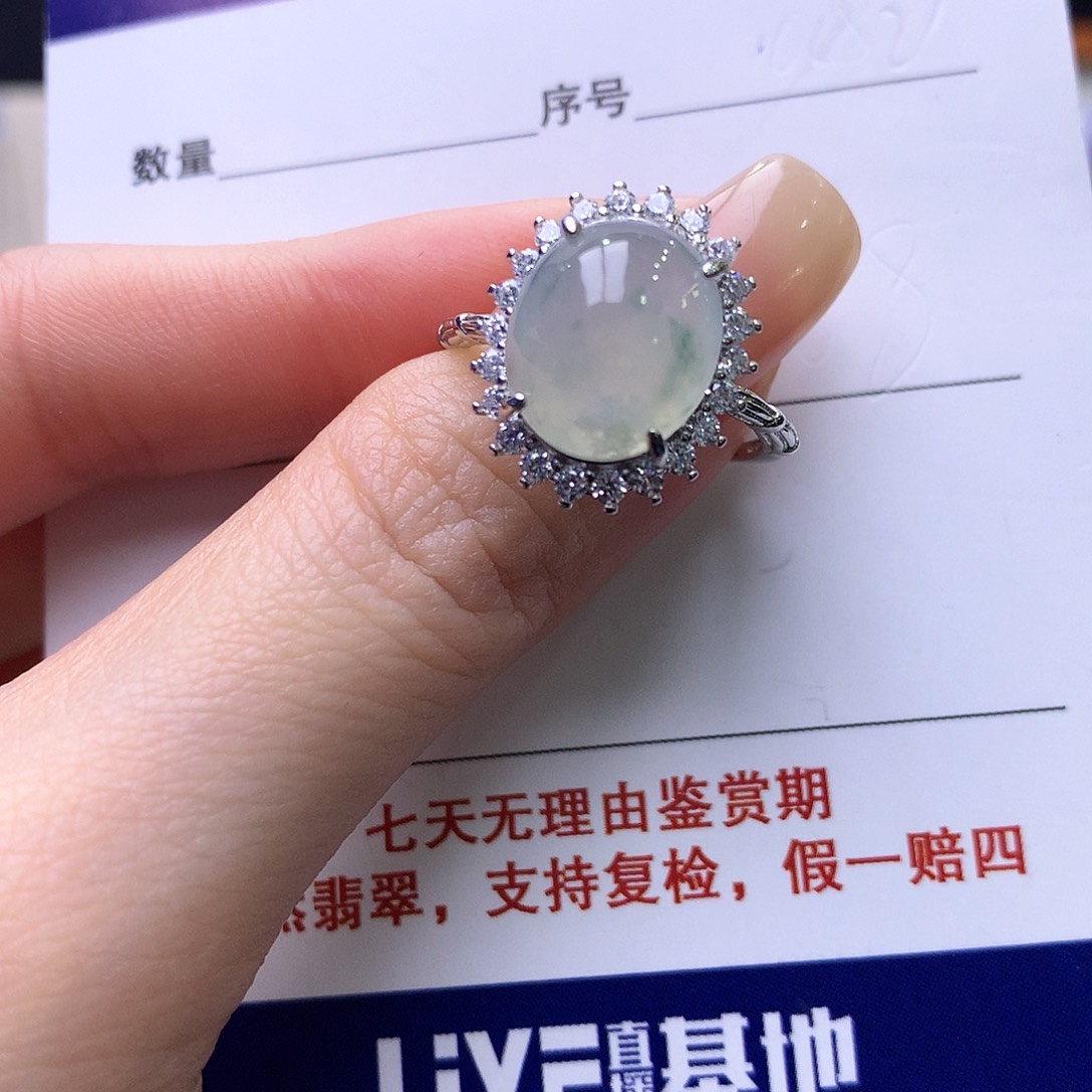 翡翠银S925镶嵌戒指125