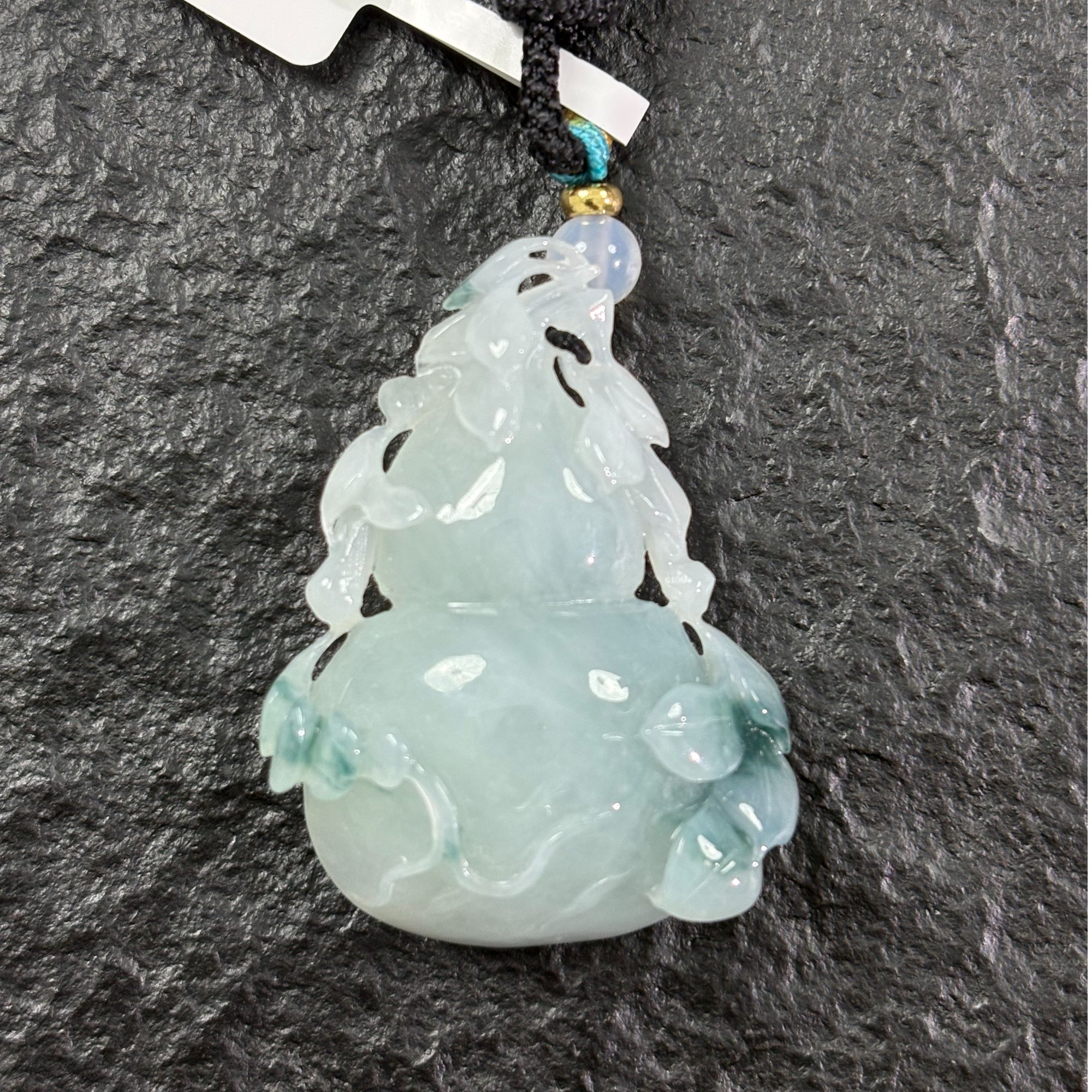 缅甸天然翡翠A货冰透飘花精雕葫芦吊坠天然玉石吊坠6283
