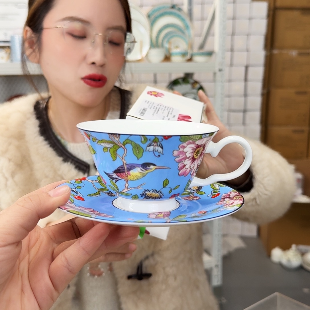 骨瓷高骨骨瓷咖啡杯碟一套220ml外贸骨瓷