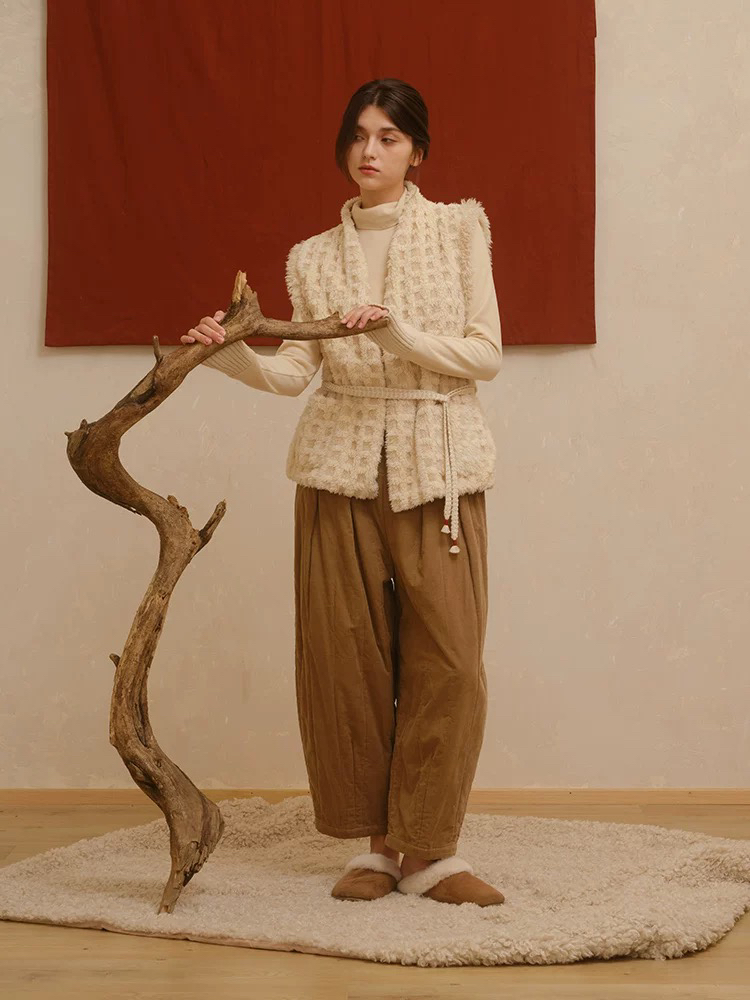 朵朵可可家居服睡衣女2025秋冬新款提花双面绒马甲背心可外穿单品